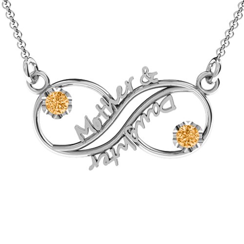 Mother and Daughter Infinity Pendant – Sterling Silver with Citrine