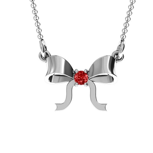 Put A Bow On It Pendant – Sterling Silver with Garnet