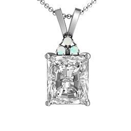 Emerald Cut Solitaire with Accents Pendant