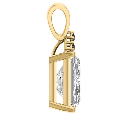 Emerald Cut Solitaire with Accents Pendant – 18K Gold Plated Silver with White Premium Zirconia and Smokey Quartz
