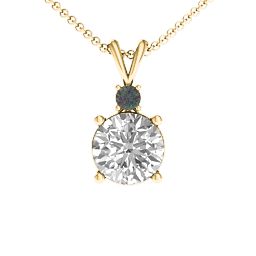 Graceful Round Solitaire with Accent Pendant in 18K Gold Plated Silver with White Premium Zirconia and Alexandrite