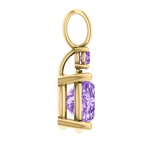Graceful Round Solitaire with Accent Pendant – 18K Gold Plated Silver with Amethyst Premium Zirconia and Amethyst