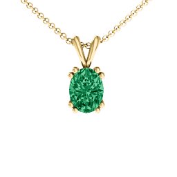 Angelic Oval Cut Pendant in 18K Gold Plated Silver with Emerald