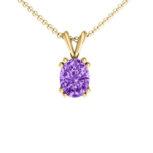 Angelic Oval Cut Pendant – 18K Gold Plated Silver with Amethyst