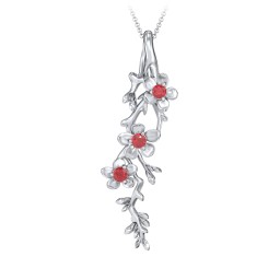 Cherry Blossoms in Bloom Branch Pendant in 925 Sterling Silver
