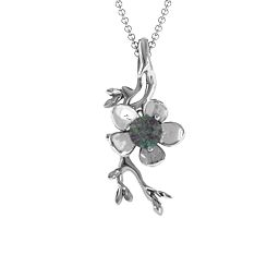 Cherry Blossom in Bloom Flower Pendant in 925 Sterling Silver with Alexandrite
