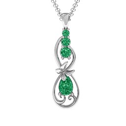 Ornate Butterfly Infinity Pendant in 925 Sterling Silver with Emerald