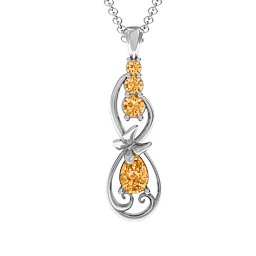Ornate Butterfly Infinity Pendant in 925 Sterling Silver with Citrine