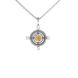 Graduation Compass Pendant in 925 Sterling Silver with Citrine