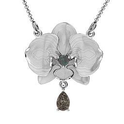 Orchid and Pear Drop Pendant in 925 Sterling Silver with Alexandrite and Smokey Quartz