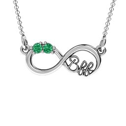 2-4 Stone BFF Infinity Pendant in 925 Sterling Silver with Emerald and Cubic Zirconia