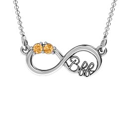 2-4 Stone BFF Infinity Pendant in 925 Sterling Silver with Citrine and Cubic Zirconia