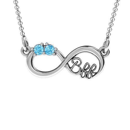 2-4 Stone BFF Infinity Pendant – Sterling Silver with Blue Topaz