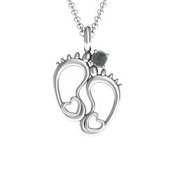 Baby's Feet Personalized Pendant in 925 Sterling Silver with Alexandrite