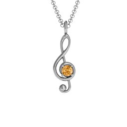 Treble Clef Pendant in 925 Sterling Silver with Citrine
