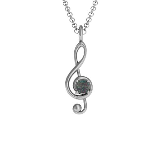 Treble Clef Pendant – Sterling Silver with Alexandrite