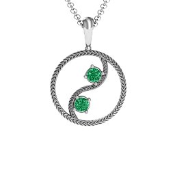 Personalized Yin Yang Pendant in 925 Sterling Silver with Emerald