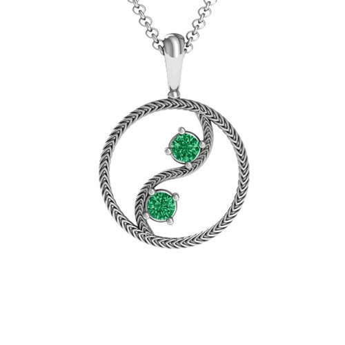 Personalized Yin Yang Pendant – Sterling Silver with Emerald