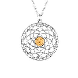 Crown Chakra Pendant in 925 Sterling Silver with Citrine