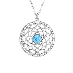 Crown Chakra Pendant in 925 Sterling Silver with Blue Topaz