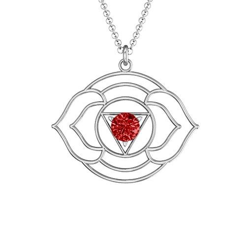 Third Eye Chakra Pendant – Sterling Silver with Garnet