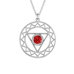 Throat Chakra Pendant in 925 Sterling Silver with Garnet