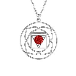 Root Chakra Pendant in 925 Sterling Silver with Garnet