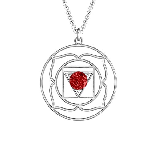 Root Chakra Pendant – Sterling Silver with Garnet
