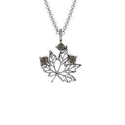 Maple Leaf with Stone Pendant in 925 Sterling Silver with Smokey Quartz