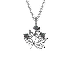 Maple Leaf with Stone Pendant in 925 Sterling Silver with Alexandrite