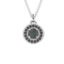 Halo and Accents Pendant in 925 Sterling Silver with Alexandrite and Black Premium Zirconia