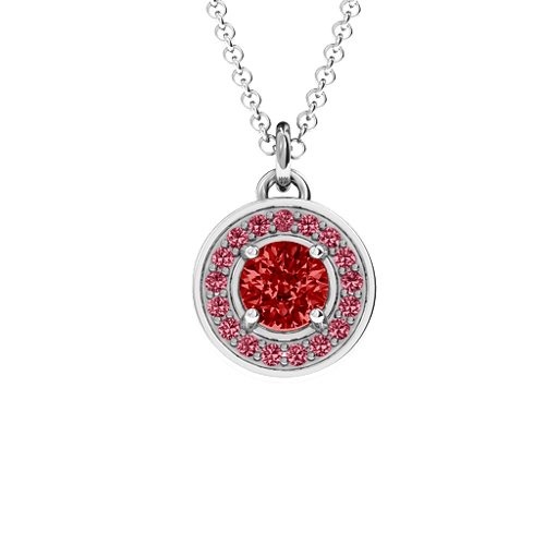 Halo and Accents Pendant – Sterling Silver with Garnet and Red Premium Zirconia