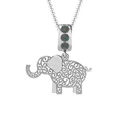 Filigree Elephant with Stones Pendant in 925 Sterling Silver with Alexandrite