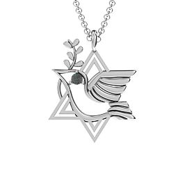 Star of David and Dove of Peace Pendant in 925 Sterling Silver with Alexandrite
