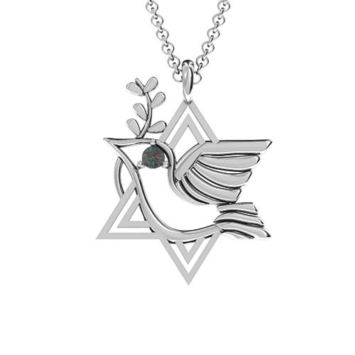 Star of David and Dove of Peace Pendant – Sterling Silver with Alexandrite