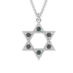 Star of David with Stones Pendant in 925 Sterling Silver with Alexandrite