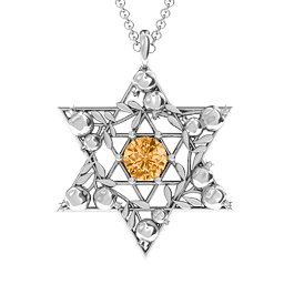 Pomegranate Branch Star of David Pendant in 925 Sterling Silver with Citrine