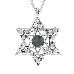 Pomegranate Branch Star of David Pendant in 925 Sterling Silver with Alexandrite