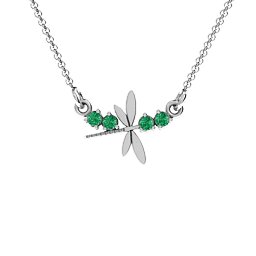 Dragonfly Pendant in 925 Sterling Silver with Emerald