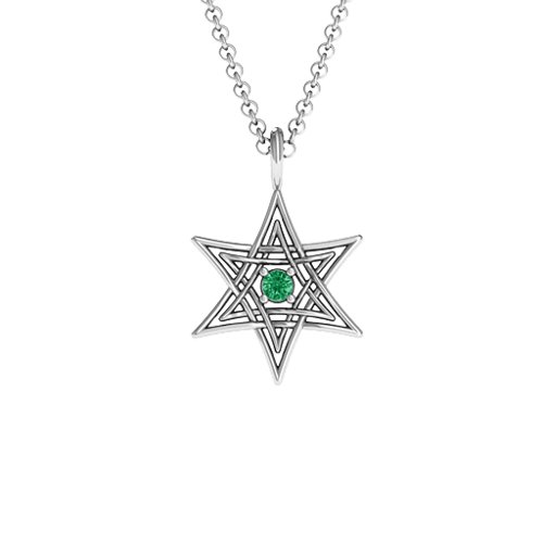 Modern Star of David Pendant – Sterling Silver with Emerald