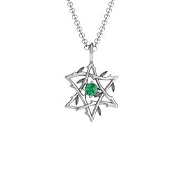 Olive Branch Star of David Pendant in 925 Sterling Silver with Emerald