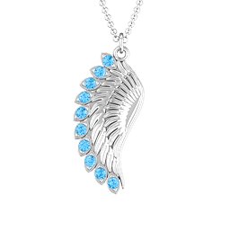 Wing Pendant with Stones in 925 Sterling Silver with Blue Topaz