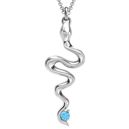 Snake Pendant – Sterling Silver with Blue Topaz