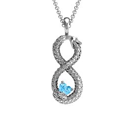 Ouroboros Snake Infinity Pendant in 925 Sterling Silver with Blue Topaz