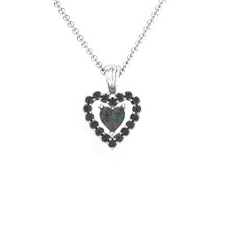 Heart in Heart Halo Pendant in 925 Sterling Silver with Alexandrite and Black Premium Zirconia