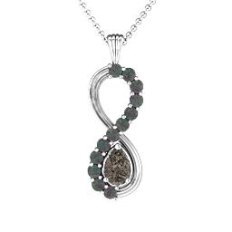 Vertical Infinity Pendant with Pear Gemstone and Accents in 925 Sterling Silver with Smokey Quartz and Alexandrite