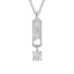 Love Tag Pendant with Round Stone