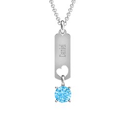 Love Tag Pendant with Round Stone