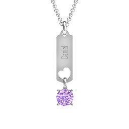 Love Tag Pendant with Round Stone