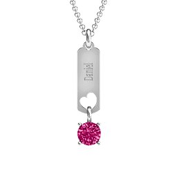 Love Tag Pendant with Round Stone